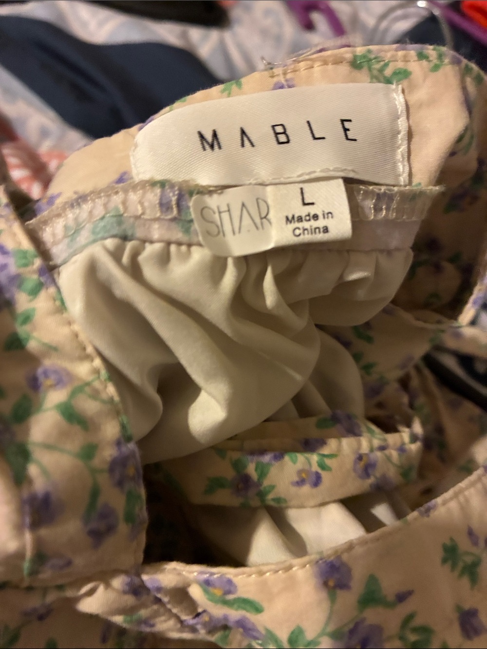 Mable Cream Floral Backless Sundress with Purple Bloom